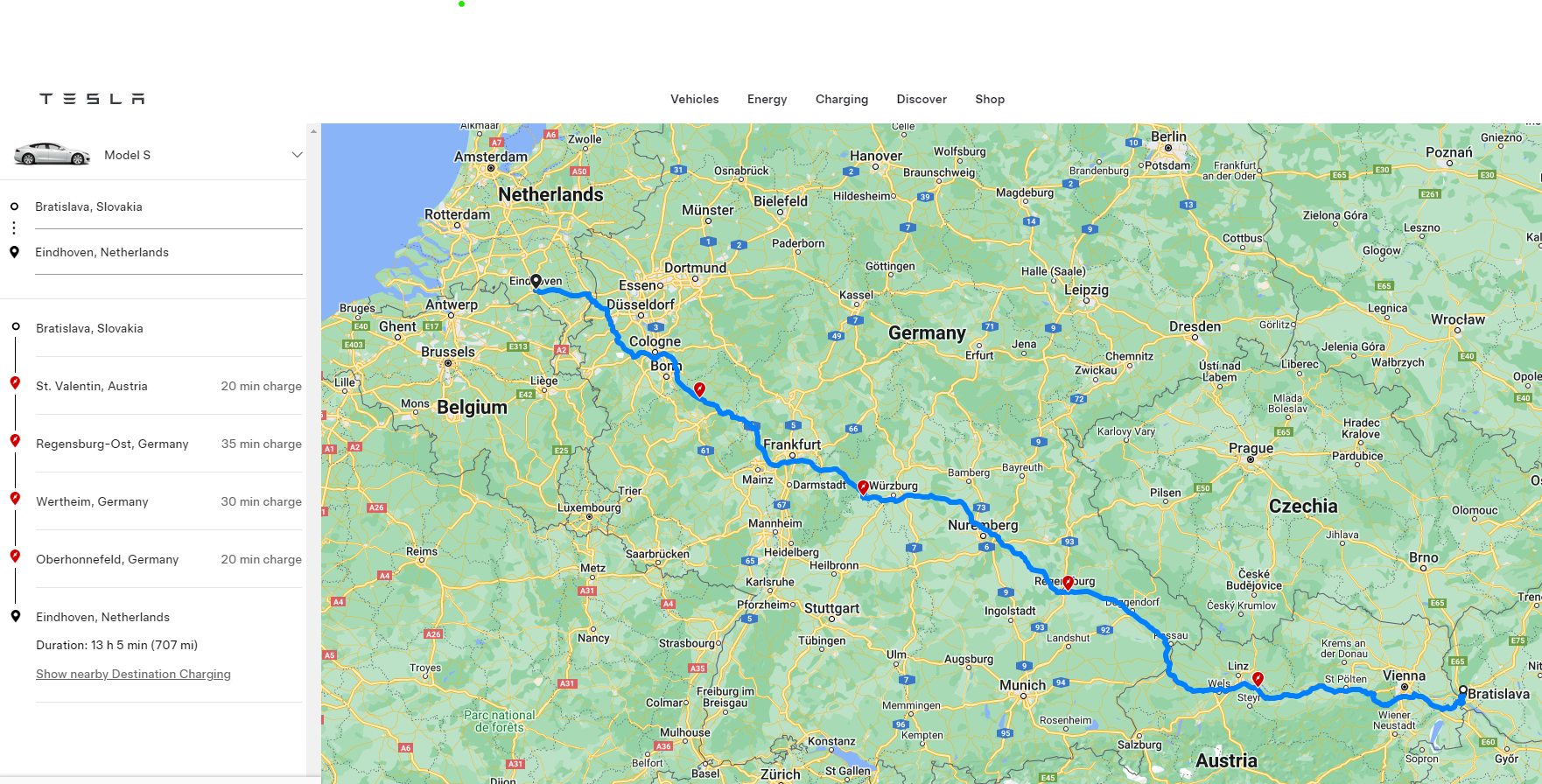 Tesla Trip Planner